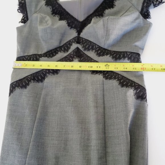 Rebecca Taylor Sheath Dress Virgin Wool Lace Trim Feminine Chic Cap Sleeve 12 - Picture 11 of 13
